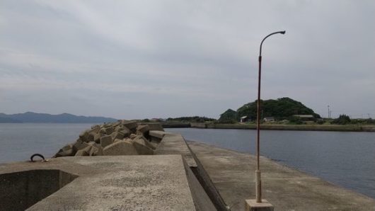 高島港外堤防中央部から堤防根元を観る